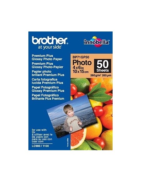 Brother BP71GP50 Premium Glossy Photo Paper carta fotografica Bianco