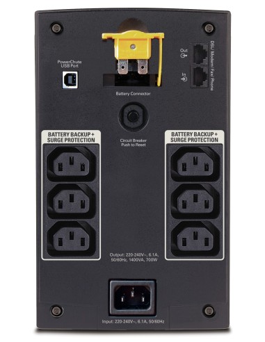 APC Back-UPS A linea interattiva 1,4 kVA 700 W 6 presa(e) AC