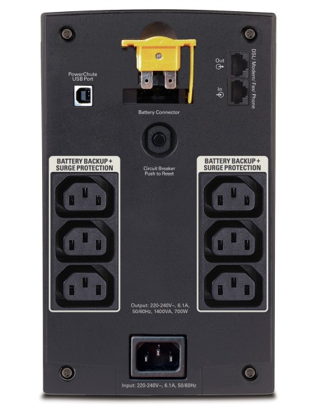 APC Back-UPS A linea interattiva 1,4 kVA 700 W 6 presa(e) AC