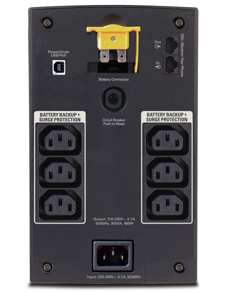 APC Back-UPS A linea interattiva 0,95 kVA 480 W 6 presa(e) AC