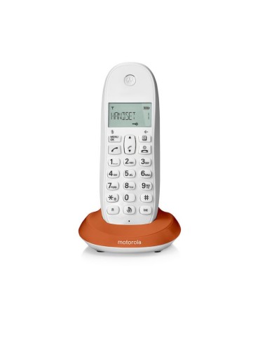Motorola C1001L Telefono DECT Identificatore di chiamata Arancione, Bianco