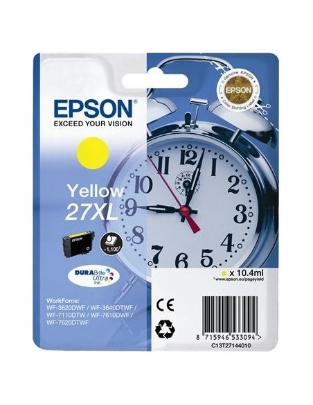 Epson Alarm clock 27XL DURABrite Ultra cartuccia d'inchiostro 1 pz Originale Giallo