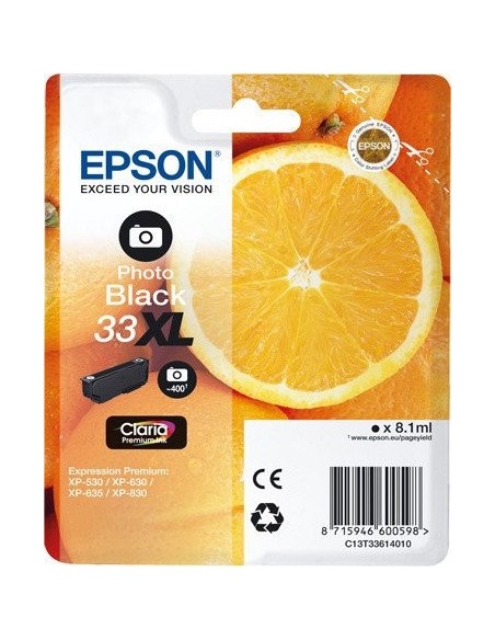 Epson Oranges 33XL PHBK cartuccia d'inchiostro 1 pz Originale Resa elevata (XL) Nero per foto