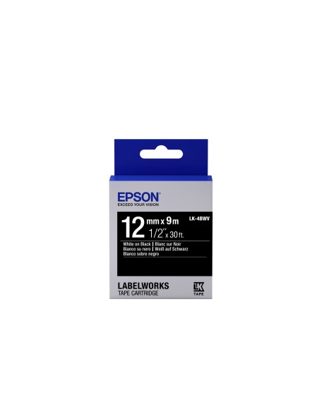 Epson Nastro fondo Lucido Nero per testo Bianco 12 9 LK-4BWV