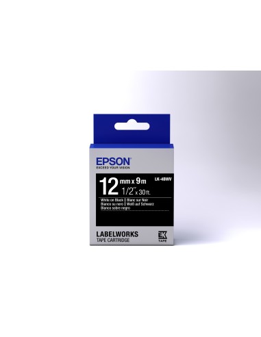 Epson Nastro fondo Lucido Nero per testo Bianco 12 9 LK-4BWV