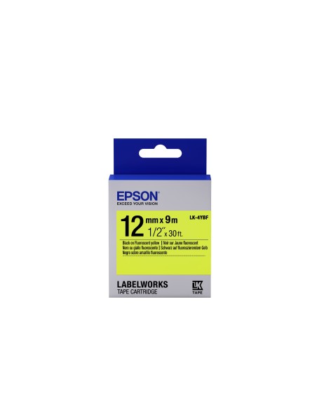 Epson Nastro fondo Fluorescente Giallo per testo Nero 12 9 LK-4YBF