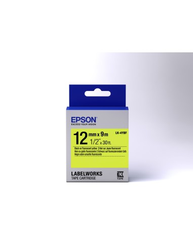 Epson Nastro fondo Fluorescente Giallo per testo Nero 12 9 LK-4YBF