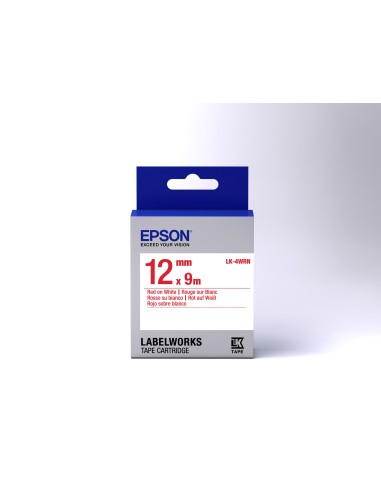 Epson Nastro fondo Standard Bianco per testo Rosso 12 9 LK-4WRN