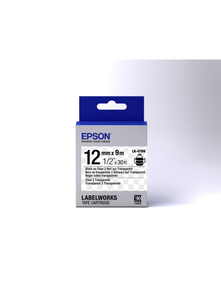 Epson Nastro fondo Trasparente per testo Nero 12 9 LK-4TBN