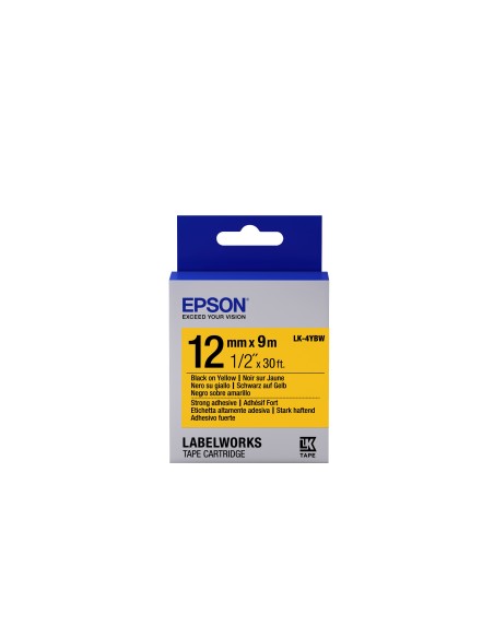 Epson Nastro fondo Pastello Giallo per testo Nero, altamente adesivo 12 9 LK-4YBW