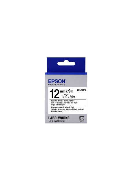 Epson Nastro fondo Bianco per testo Nero, altamente adesivo 12 9 LK-4WBW