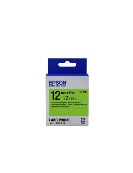 Epson Nastro fondo Fluorescente Verde per testo Nero 12 9 LK-4GBF