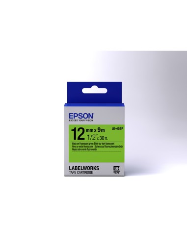 Epson Nastro fondo Fluorescente Verde per testo Nero 12 9 LK-4GBF