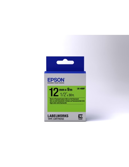 Epson Nastro fondo Fluorescente Verde per testo Nero 12 9 LK-4GBF