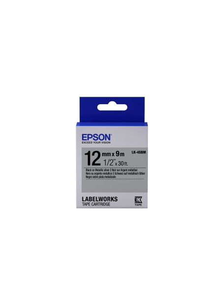 Epson Nastro fondo Argento per testo Nero 12 9 LK-4SBM