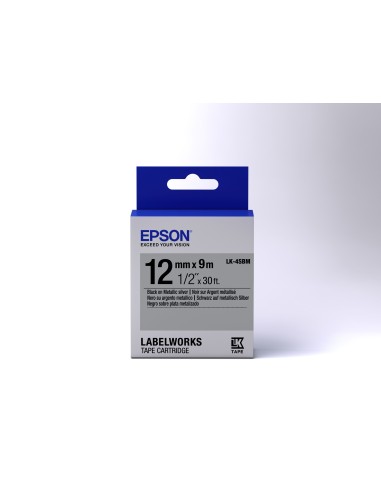 Epson Nastro fondo Argento per testo Nero 12 9 LK-4SBM