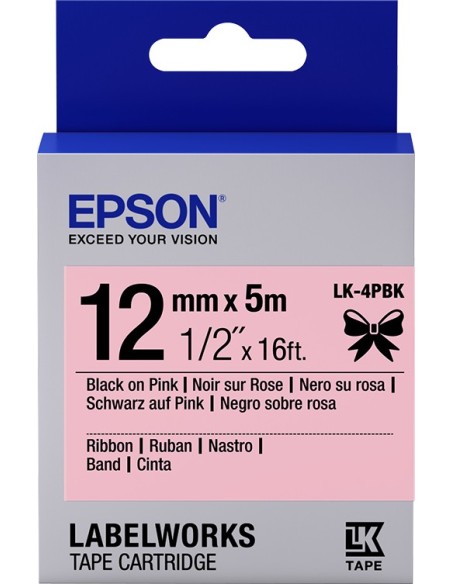 Epson Nastro satinato per etichettatrici LK-4PBK nero rosa 12 mm (5 m)
