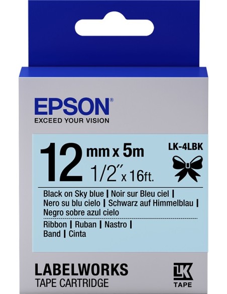 Epson Nastro satinato per etichettatrici LK-4LBK nero celeste 12 mm (5 m)