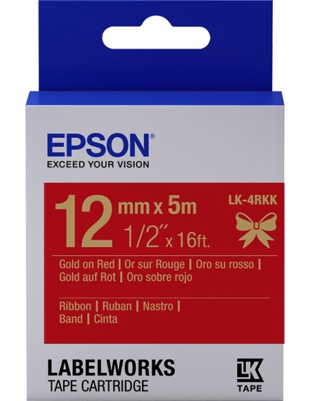 Epson Nastro satinato per etichettatrici LK-4RKK oro rosso 12 mm (5 m)