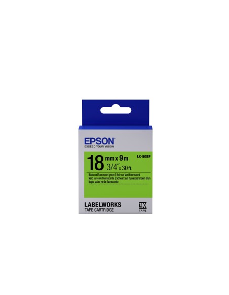Epson Nastro fondo Fluorescente Verde per testo Nero 18 9 LK-5GBF