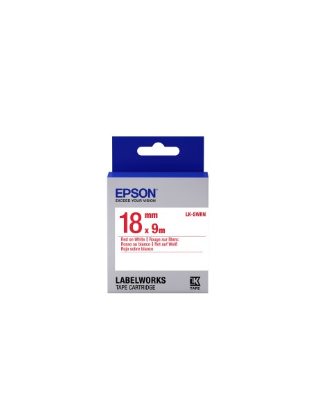 Epson Nastro fondo Standard Bianco per testo Rosso 18 9 LK-5WRN