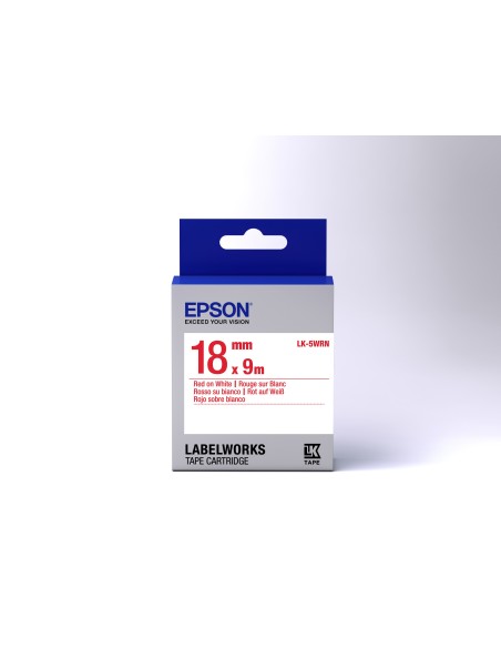 Epson Nastro fondo Standard Bianco per testo Rosso 18 9 LK-5WRN