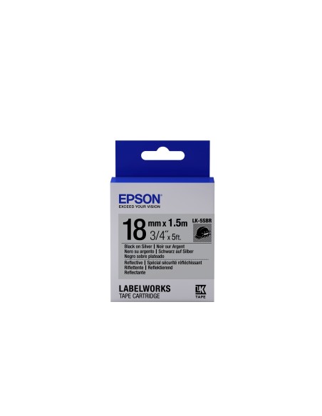 Epson Nastro fondo Riflettente Argento per testo Nero 18 1 LK-5SBR