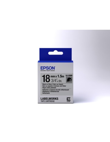 Epson Nastro fondo Riflettente Argento per testo Nero 18 1 LK-5SBR