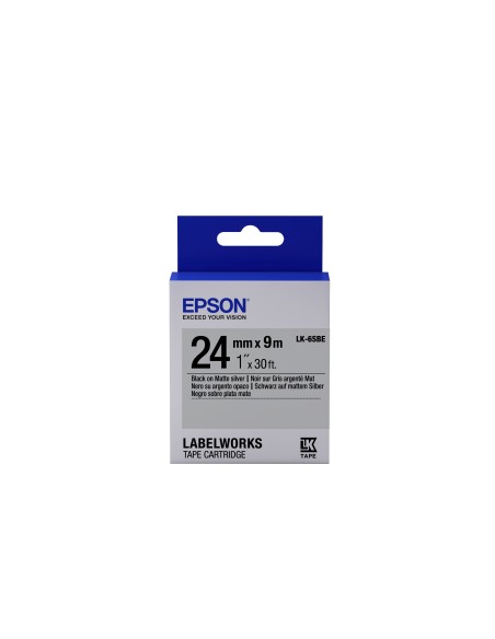 Epson Nastro fondo Opaco Argento per testo Nero 24 09 LK-6SBE