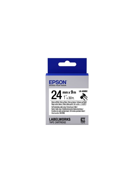 Epson Nastro per cavi fondo Bianco per testo Nero, Cable Wrap 24 9 LK-6WBC