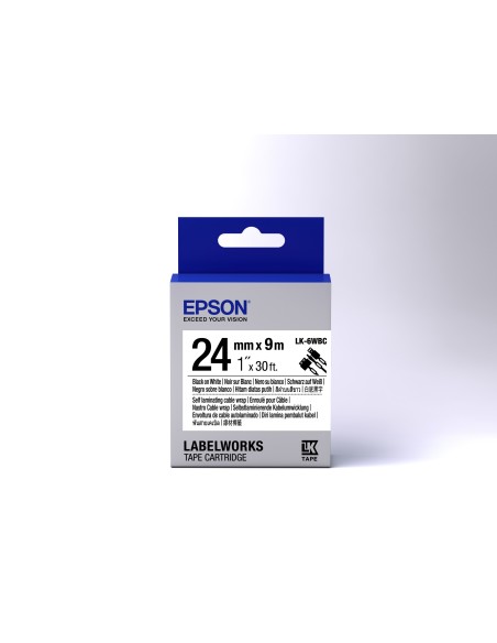 Epson Nastro per cavi fondo Bianco per testo Nero, Cable Wrap 24 9 LK-6WBC