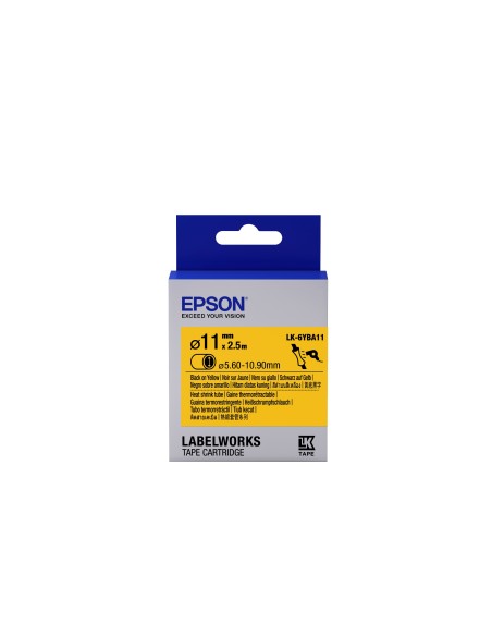 Epson Guaina Termorestringente Gialla per testo Nero, Heat Srink Tube D11mm 2,5 LK-6YBA11