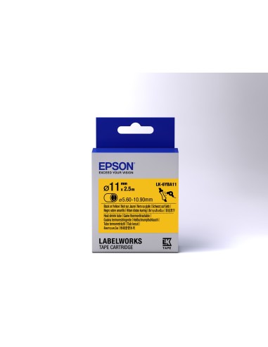 Epson Guaina Termorestringente Gialla per testo Nero, Heat Srink Tube D11mm 2,5 LK-6YBA11