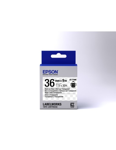 Epson Nastro fondo Trasparente per testo Nero 36 9 LK-7TBN