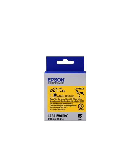 Epson Guaina Termorestringente Gialla per testo Nero, Heat Srink Tube D21mm 2,5 LK-7YBA21
