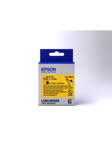 Epson Guaina Termorestringente Gialla per testo Nero, Heat Srink Tube D21mm 2,5 LK-7YBA21