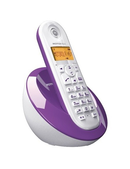 Motorola C601 Telefono DECT Identificatore di chiamata Viola, Bianco