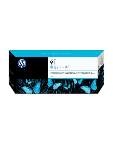 HP Cartuccia di inchiostro pigmentato ciano chiaro originale DesignJet 91 da 775 ml