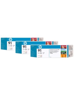 HP 91 3-pack 775-ml Light Gray DesignJet Pigment Ink Cartridges cartuccia d'inchiostro 1 pz Originale Grigio chiaro