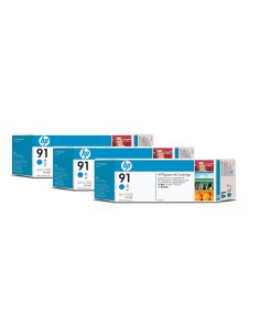 HP 91 3-pack 775-ml Cyan DesignJet Pigment Ink Cartridges cartuccia d'inchiostro 1 pz Originale Ciano