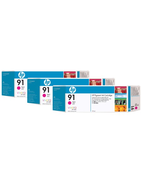HP 91 3-pack 775-ml Magenta DesignJet Pigment Ink Cartridges cartuccia d'inchiostro 1 pz Originale
