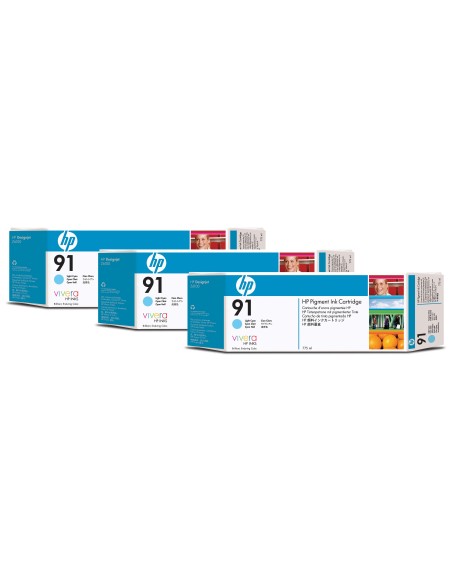 HP 91 3-pack 775-ml Light Cyan DesignJet Pigment Ink Cartridges cartuccia d'inchiostro 1 pz Originale