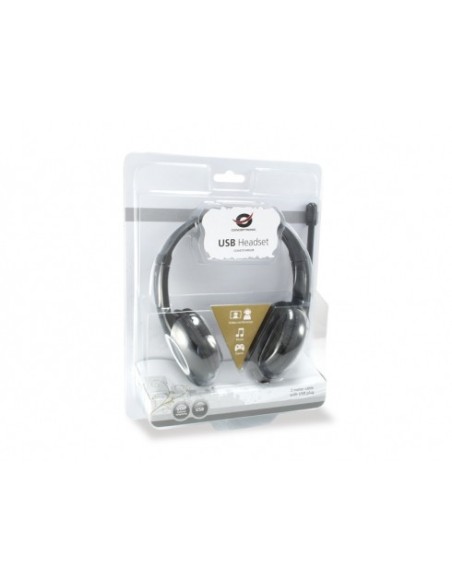Conceptronic CCHATSTARU2B cuffia e auricolare Cablato A Padiglione Musica e Chiamate USB tipo A Nero, Rosso