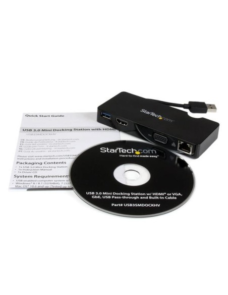 StarTech.com Mini Docking Station Universale per Laptop USB 3.0 con uscita HDMI VGA e Gigabit Ethernet USB3.0