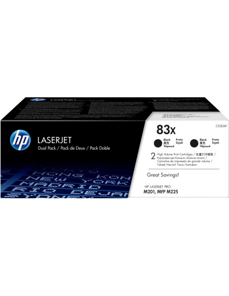HP Confezione da 2 cartucce toner nero originale ad alta capacità LaserJet 83X