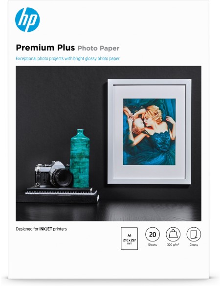 HP Confezione da 20 fogli carta fotografica Premium Plus, lucida A4 210 x 297 mm