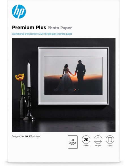 HP Confezione da 20 fogli carta fotografica Premium Plus, lucida A3 297 x 420 mm