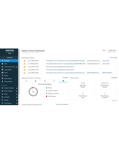 Sophos Central Intercept X Advanced for Server 1 licenza e Licenza Cinese semplificato, Cinese tradizionale, Tedesca, Inglese,