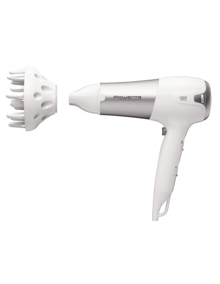 Rowenta CV5090F0 Powerline+ Asciugacapelli con Diffusore e Generatore di Ioni, Asciugatura Veloce, 2300 W, Argento Bianco