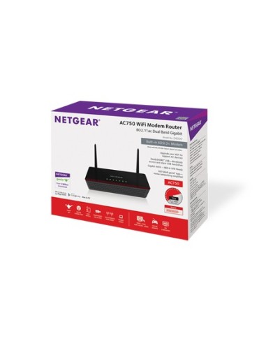 NETGEAR D6000-100PES router wireless Gigabit Ethernet Dual-band (2.4 GHz 5 GHz) 4G Nero